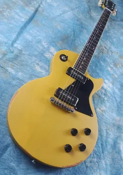 Štandardná elektrická gitara, zo starého tela, TV žltá, mliečne biele, retro tlačidlo, sú k dispozícii na sklade, lightning balík