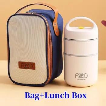 Z nehrdzavejúcej Ocele, Vákuové Tepelné Lunch Box Izolované Obed Taška Potravín Teplejšie Polievka, Pohár Termosky Kontajnerov Bento Lunch Box pre Deti