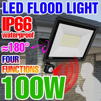 220V Vonkajšie LED Flood Svetlo Reflektoru Reflektor S PIR Snímač Pohybu Nástenné Svietidlo IP66 Vodotesný Led Pouličné Osvetlenie Exteriéru