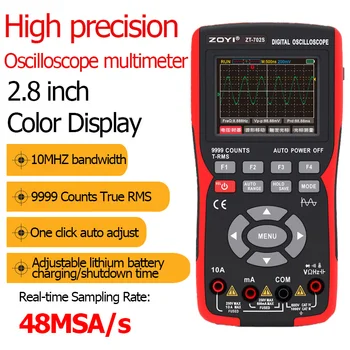 ZT-702S 2v1 Digitálny Osciloskop Multimeter v Reálnom čase vzorkovacia frekvencia 48MSa/s True RMS 1000V 9999 Počíta Profesionálny Tester