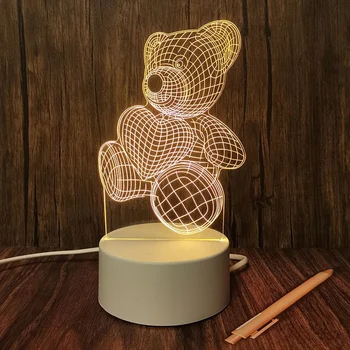 Romantická Láska 3D Akrylové LED Nočné Svetlo Tabuľka USB Lampa na Čítanie pre Spálne Dieťa Darček Decor Vianoce, Narodeniny, Party Valentína