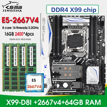 JINGSHA X99 D8I Doske LGA2011-3 kit xeon e5 2667 v4 cpu procesor a 64 gb (4*16gb) 2400MHz ddr4 pamäte auta placa mae