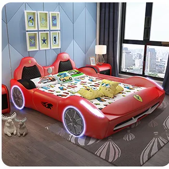 detská posteľ chlapec dievča s zábradlie jednolôžko 1,5 m viacúčelové športové auto cartoon skladovanie auto posteľ