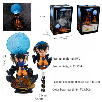 23 cm Dragon Ball GT Goku Hnuteľného Bábika Vitality Bomba Môže Byť Svetelný Box, Anime List Office Aberdeen Ornament Model Darček
