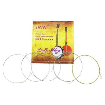 IRIN 5 ks/Set BJ11 Banjo String Nehrdzavejúcej Ocele Potiahnuté Zliatin Medi Rany (.009-.020)