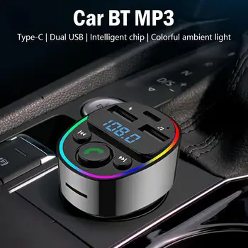 Auto FM Vysielač Bluetooth 5.3 Rýchlo Nabíjačka Hudbu, Audio Prehrávač Hands-Free Volanie Dual USB Typ-C Port A2DP Funkcia MP3/WMA