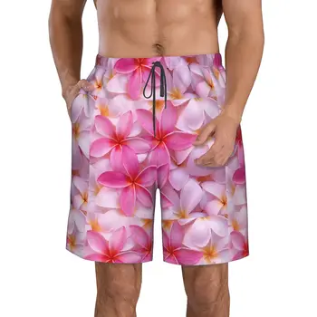Tropické Ružové Kvety Plávať Trenírky Mužov Rýchle Suché Plávať Šortky Úsek Vody Beach Šortky s Kompresiou Líniové Vrecko na Zips