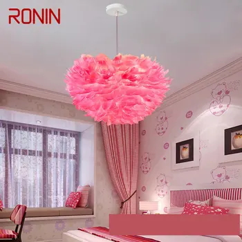 RONIN Nordic Prívesok na Čítanie Tvorivé Moderný Ružový LED Vintage Pierko Módne Svietidlá pre Domáce Jedáleň, Spálňa Decor