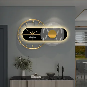 Svetlo Luxusné Nástenné Hodiny, Moderné a minimalistické obývacia izba tichý a módne nástenné svetlo hodiny