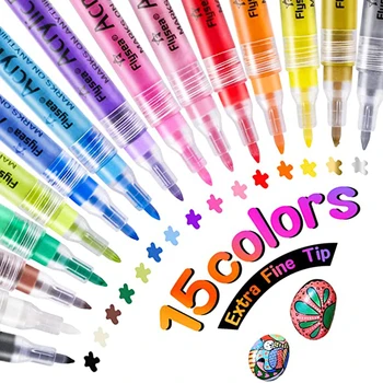 15 Farieb Farby Perá 0.7 mm Extra Jemné Tip Akrylová Farba Marker pre Skalné Maľby Akryl Umenie Značky pre Deti, Dospelých Karty, Takže