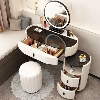 Moderné Márnosť Stôl, toaletný stolík Tabuľka LED Mirros Domácnosti Spálňa Toaletný Stolík Rada make-up Tabuľky Toaletka Z Lustrem Furnitures HY