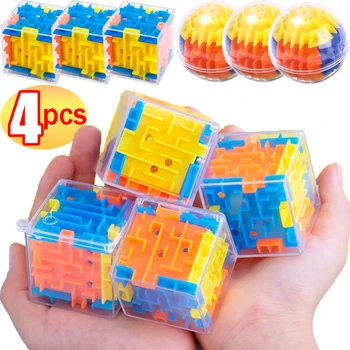 1/2/4pcs Mini Koľajových Gule Zmierniť Stres Bludisko Deti detský 3D Magic Cube Puzzle, Hračky, Hry, Dekompresný Šesť-stranný Hranie