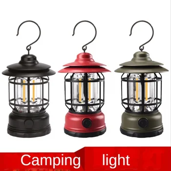 Najnovšie Outdoor Camping Stan Svetlo Multifunkčný Nepremokavé Retro Camping Ručné Svietidlo Núdzové Prenosné Svetlo, USB Nabíjanie