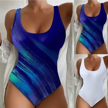2023 Žien 1 Kus Plavky dámske Pláži Plavky Kravatu Farbené 3D Vytlačené Európske A Americké Leto