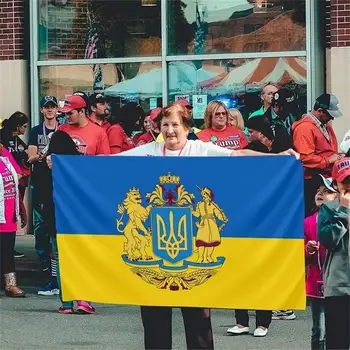 Banner Svetlé Farby Modrá A Žltá Bar Polyester Double-šil Hrany Nové ukrajinské Vlajka Dekorácie Svetla-vážený 90x150cm