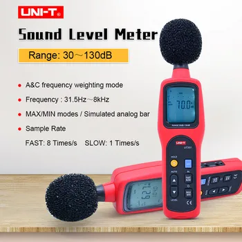 JEDNOTKA UT351 Zvukomer Digital Noise Tester 30-130dB Decibel Monitorovanie Má&C Frekvenčného Váženia vzorkovacia frekvencia