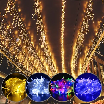 Rozprávkový Vianočný Veniec Svetlá Opony String Svetlo Strán, Svadby, Dovolenky Led Osvetlenie pre Vonkajšie Vodopád Záhradné Dekorácie