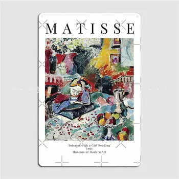 Henri Matisse Interiér S Dievčaťom Čítanie Výstava Plagát Kovová Doska Nástennú Maľbu Na Stenu Prispôsobiť Plagát Tin Podpísať Plagát