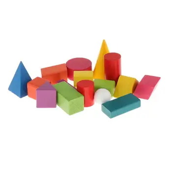 1 Farebné 3D Tvary Geometrické Drevené Hračky Bloky Deti Hračiek