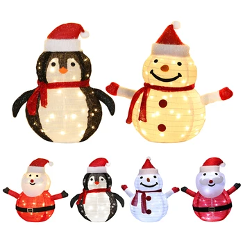 Osvetlené Vianočné Snehuliak Santa Claus Penguin Vianočné Ozdoby Skladacia Žiariace Svetlo s 40LED pre Vonkajšie Vianoce, Nový Rok Dekor