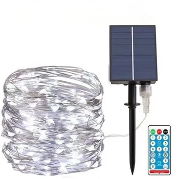 12M 22M Solárne LED Reťazec Svetlo Diaľkové Ovládanie Rozprávkových Svetiel Nepremokavé Vonkajšie Záhradné Vianočné Svetlo Dovolenku Dekorácie