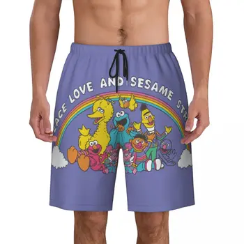 Cartoon Sesame Street Tlač Mužov Plávať Trenírky Rýchle Suché Plavky Plážové Board Šortky Cookie Monster Boardshorts