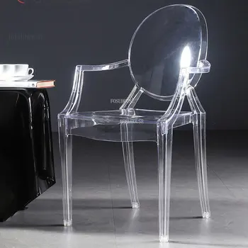 Nordic Jedálenské Stoličky Kuchyňa Akrylové Transparentné Plastové Stoličky Crystal Diabol Ghost Stoličky Make-Up Kreslo A