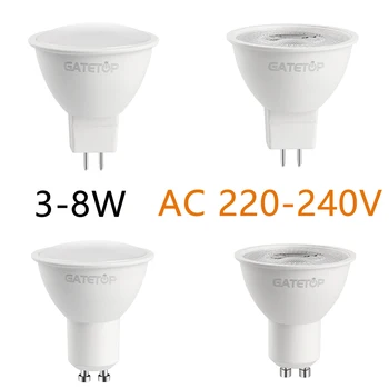 LED spotlight GU10 GU5.3 AC220V vysokou svetelná účinnosť, žiadne blikanie, teplé biele svetlo, 3W-8W, môže nahradiť 20W 50W halogen žiarovka