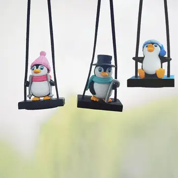Auto Penguin Swing Auto Penguin Hojdačka Je Plný Detská Zábavná A Veľmi Roztomilý Auto Zrkadlo Dekor Príslušenstvo Zobraziť Prívesok Dekor Darček