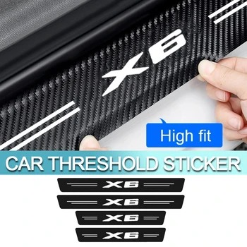 Carbon Fiber Auto Dvere, Parapetné Šúchať Doska pre BMW X6 Logo Vzadu Kufor Nárazníka Ochranné Nálepky, Anti-scratch Filmové Pásy Dekorácie