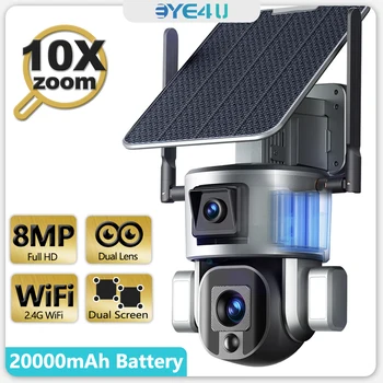 4K 8MP Solárne Kamery Vonkajšie 10X Zoom, Duálny Objektív Dvojitá Obrazovka Zabezpečenia Ochrany Bezdrôtové Kamery PTZ ľuďmi