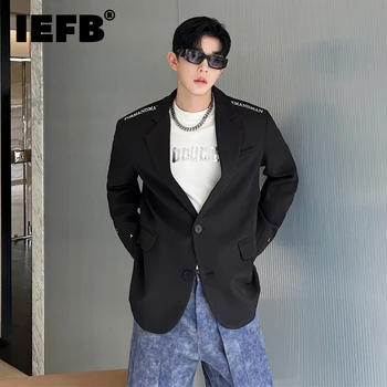 IEFB Mužskej Elegancie Blejzre kórejský Štýl Vonkajšie Denné Oblečenie Dvojité Putá Výšivky Vyhovovali Kabát Príťažlivých Mužov je Ležérny Top 9C1488