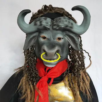 Pena Bull Demon Kráľ Maska S Horn Vlasy, Karneval, Halloween Strašidelné Rekvizity Strany Prospech Darčeky Maškaráda Pokrývku Hlavy