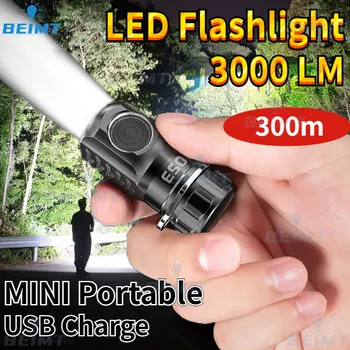 Mini LED Baterka Kľúčom USB Nabíjateľné 3000LM Pocket Torch s SST20 Knot Outdoor Camping Prenosné Núdzové Baterky