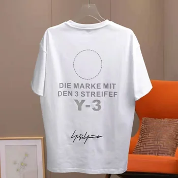 Yohji Yamamoto Y-3 2023 Lete pánske, Krátky Rukáv T-shirt Y3 Jednoduché Podpis List Tlač Bežné Bavlna Kolo Krku Top Ženy