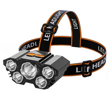 Nové LED Silné Svetlo Päť Svetlomety, USB Nabíjanie, Super Svetlé predné svetlo Vonkajšie Rybárske Nepremokavé Svetlometov
