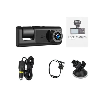 Automobilové DVR 3 Objektív Kamery HD 1080P Dash Fotoaparát, Dual Objektívom Dashcam videorekordér Black Box 24H Parkovanie Monitorovanie