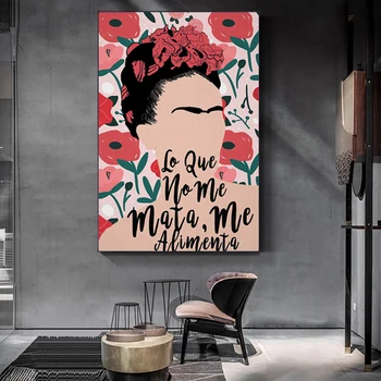 Frida Plagát Mexickej Žena Kvetinový Portrét Tlač Obrazov na Plátno Abstraktné Flower Art Plagáty Nordic Dekorácie Obrázok