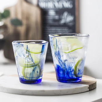 Nordic Crystal cloud tvrdené sklo Pohár Whisky poháre na Víno Domácnosti teplo-odolný Vode pohár tvorivé modrá Orientálna ink cup