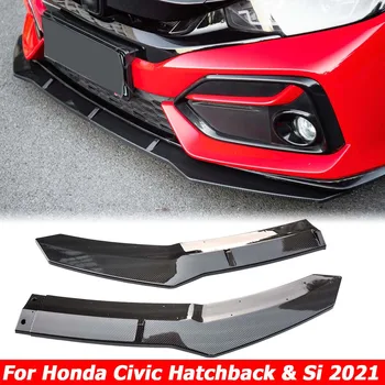 Predný Nárazník Pery Spojler Kryt Tela Kit Deflektor Pre Honda Civic Hatchback Si 2016 2017 2018 2019 2020 2021 Auto Príslušenstvo