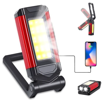 Magnetické KLASU Pracovné Svetlo USB Nabíjateľná LED Baterka Prenosné Svietidlo Camping Svetlo Typu C, Kábel Napájací Bankové Funkcie na Čítanie