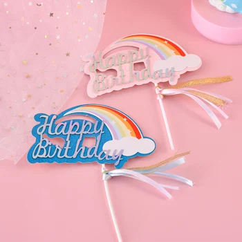 Cakelove 1Pcs Rainbow Cake Mulčovače Candy Farby Cloud Balón Vlajky Dekor Deti Láskavosti Narodeninovej Party Cupcake Svadobné Party