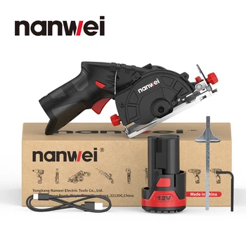 NANWEI 12V kotúčová píla na drevo / hustota doska / hrubé dosky / pevná doska rezanie / Tpye-C nabíjania rozhranie