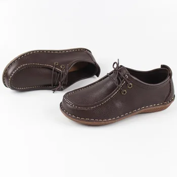 Mäkké originálne kožené dámske topánky Ploché dno bežné vychádzkové topánky Non slip vonkajšie