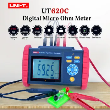 JEDNOTKA UT620C Digital Micro ohm meter DC Nízky Odpor Meter Ohmmeter vyrovnania potenciálov Test Konektory/Motor Odpor Tester