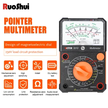 Ruoshui 3010 Analógový Multimetro Ukazovateľ Univerzálny Multimeter s Vysokou Presnosťou Multi Mechanické Multimeter 1000v-Elektrikár Nástroje