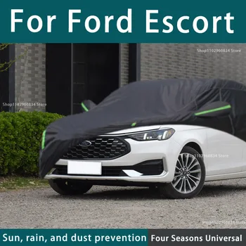Pre Ford Escort Full Auto Zahŕňa Vonkajšie Uv Ochranu pred Slnkom Prach, Dážď, Sneh Ochranné Anti-zdravas Auto Kryt Auto Čiernym Krytom