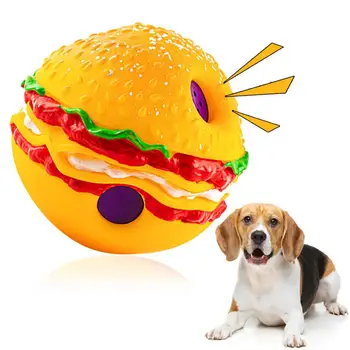 Hračka Pet Burger Tvar Giggle Zvuk Prilákať Bite-Odolný Zubné Ošetrenie Zubov, Čistenie Hrá Hračka Pre Psa Zakolísania Giggle Loptu