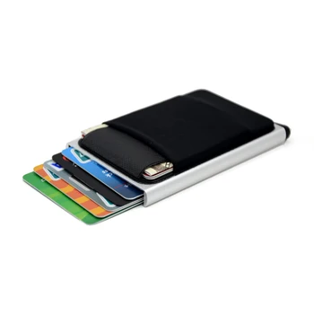 Peňaženka Štíhly Hliníkový s Pružnosť Späť Puzdro ID Kreditnej Karty Držiteľ Mini RFID Peňaženky Automaticky Pop Až banková Karta Prípade