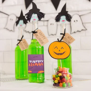 Halloween Themed Fľaša Nálepky Strany Obtlačky Dekoratívne Nálepky Vody Pohár Malé Dodávky Dekorácie Fľaše